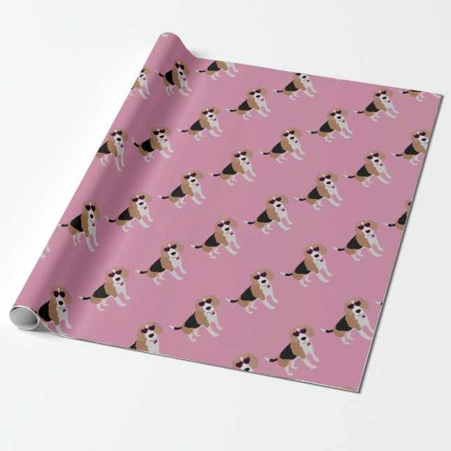 Moderner Tri farbeBeaglehund Geschenkpapier (Ungerollt)