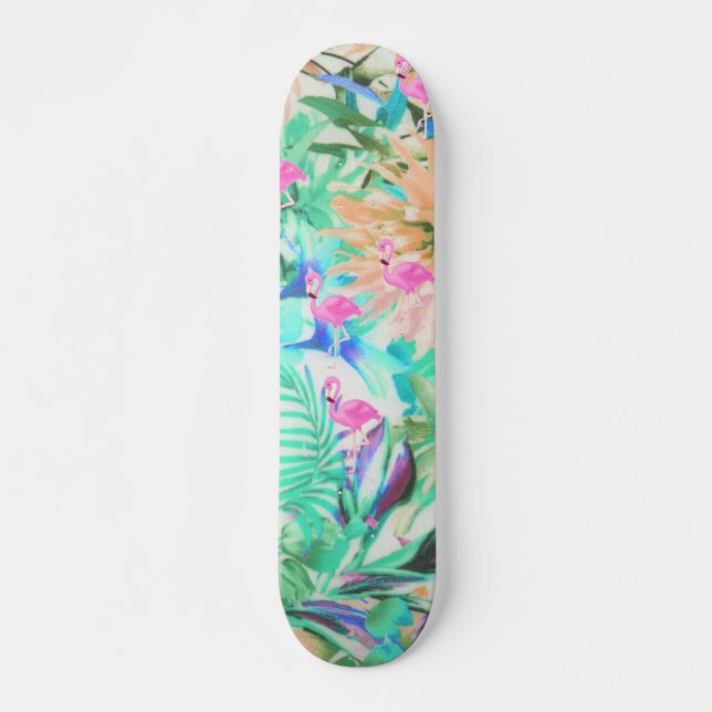 Moderner tropischer aquamariner rosa skateboard (Vorne)