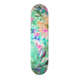Moderner tropischer aquamariner rosa skateboard