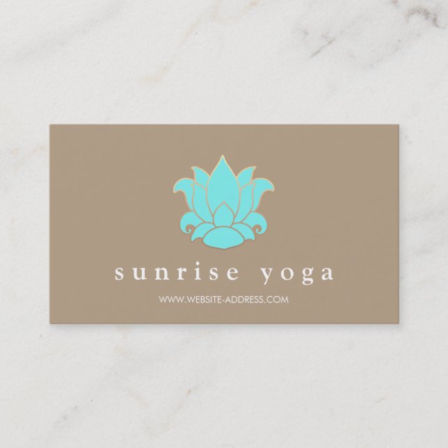 Moderner Türkis Blue Lotus Yoga Instruktor Visitenkarte (Vorderseite)
