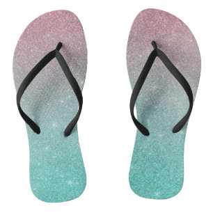 Moderner türkisfarbener Glitzer Flip Flops