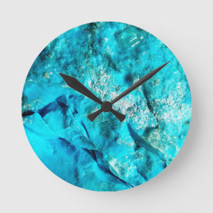 Moderner türkisfarbener Marmorstein Runde Wanduhr