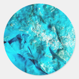 Moderner türkisfarbener Marmorstein Runder Aufkleber