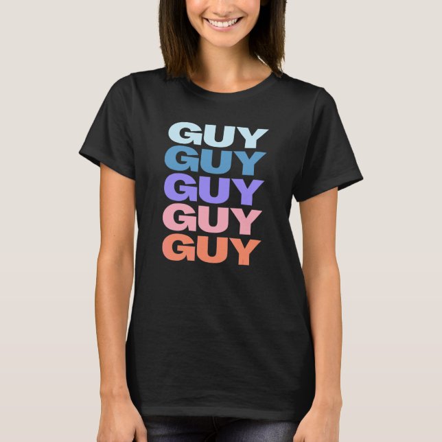 Moderner Typ mit wiederholtem Text T-Shirt (Vorderseite)