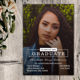 Moderner Typografie-Foto-Abschluss | weiß Einladung