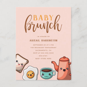 Moderner Typografie Kawaii Baby-Brunch Einladungspostkarte