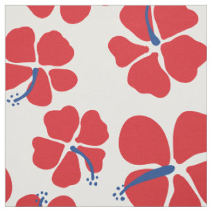 Moderner und einfacher Rot- und Blauer Hibiskus na Stoff