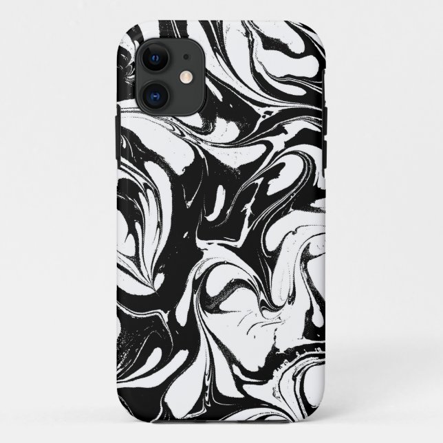 Moderner und eleganter schwarz-weißer Marmorstein Case-Mate iPhone Hülle (Rückseite)