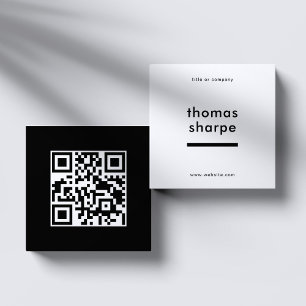 Moderner und minimaler QR Code Backer Quadratische Visitenkarte
