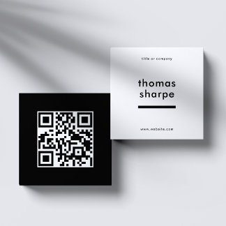 Moderner und minimaler QR Code Backer Quadratische Visitenkarte
