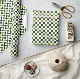 Moderner und Minimalistischer grüner Karo Weihnach Geschenkpapier