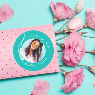 Moderner und Retro-Aquamariner Abschluss Runder Aufkleber