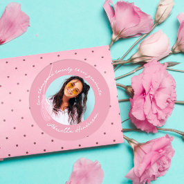 Moderner und Retro-rosa Abschluss Runder Aufkleber