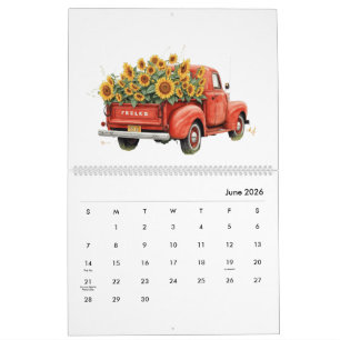 Moderner und stilvoller Sonnenblumen-Monatsplaner Kalender