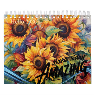 Moderner und stilvoller Sonnenblumenkalender 2024 Kalender