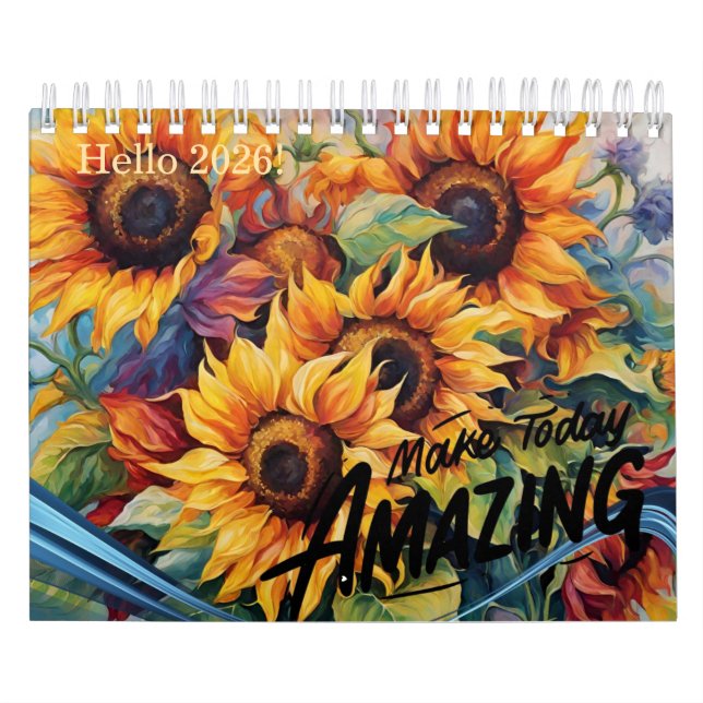 Moderner und stilvoller Sonnenblumenkalender 2024  Kalender (Titelbild)