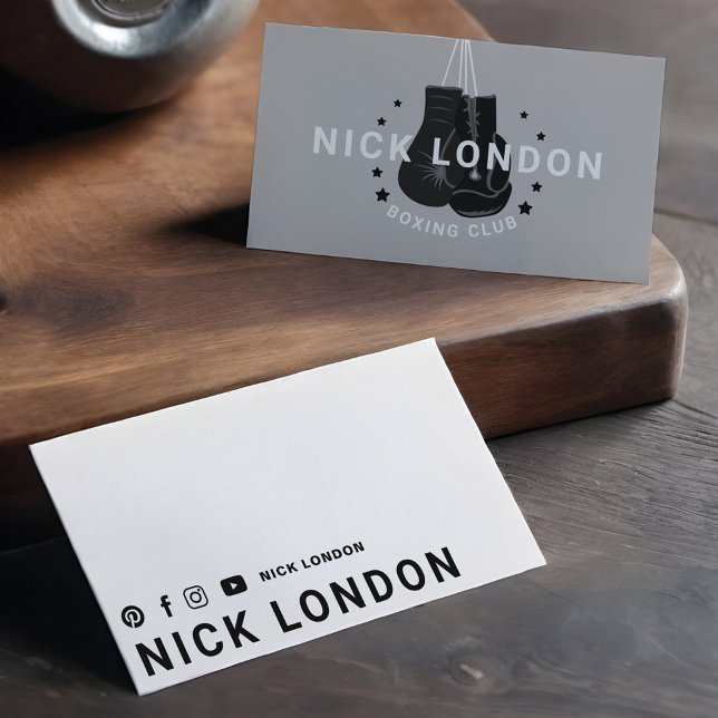 Moderner und trendiger Online Black Boxing Golf Cl Visitenkarte (Modern & Trendy Online Black Boxing Gloves Club Business Card)