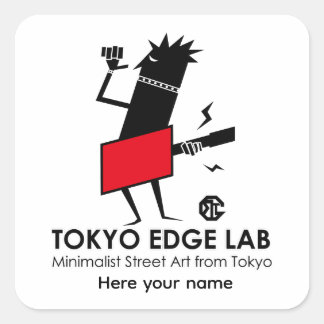 Moderner urbaner Gitarrespieler Grafik-Tokyo Edge Quadratischer Aufkleber