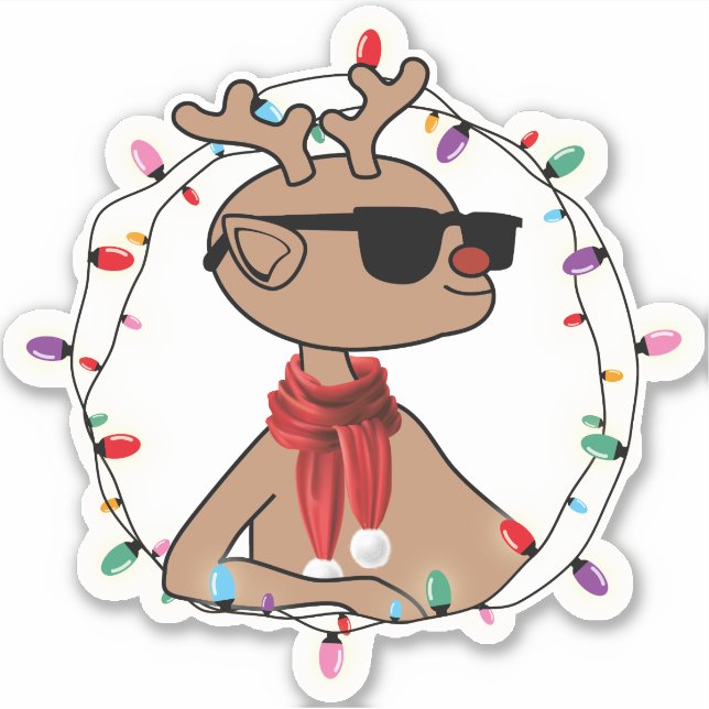 Moderner Urlaub Cool Rentier Weihnachten Aufkleber (Vorderseite)