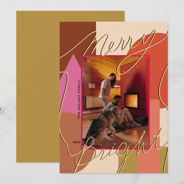 Moderner Urlaub Merry Bright Ihr Foto Geometrie (Vorne/Hinten)