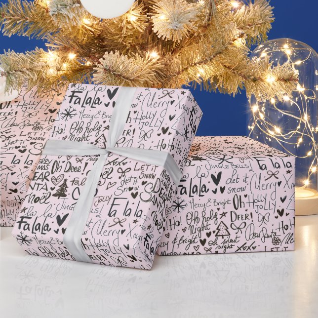 Moderner Urlaub Word Art Beige Weihnachten Geschenkpapier (Feiertage)