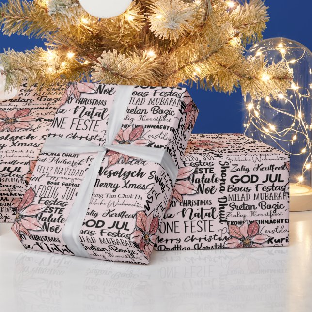 Moderner Urlaub Word Art Beige Weihnachten Geschenkpapier (Feiertage)