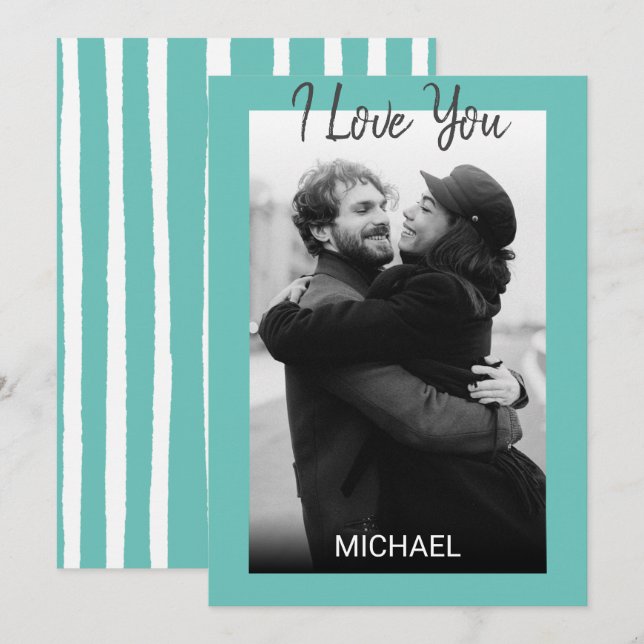 Moderner Valentinstag für einfaches Foto Feiertagskarte (Vorne/Hinten)