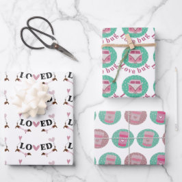 Moderner Valentinstag Trendy Pink und Green Geschenkpapier Set