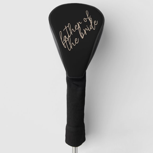 Moderner Vater der Braut | Beige + Schwarzes Skrip Golf Headcover (Vorderseite)