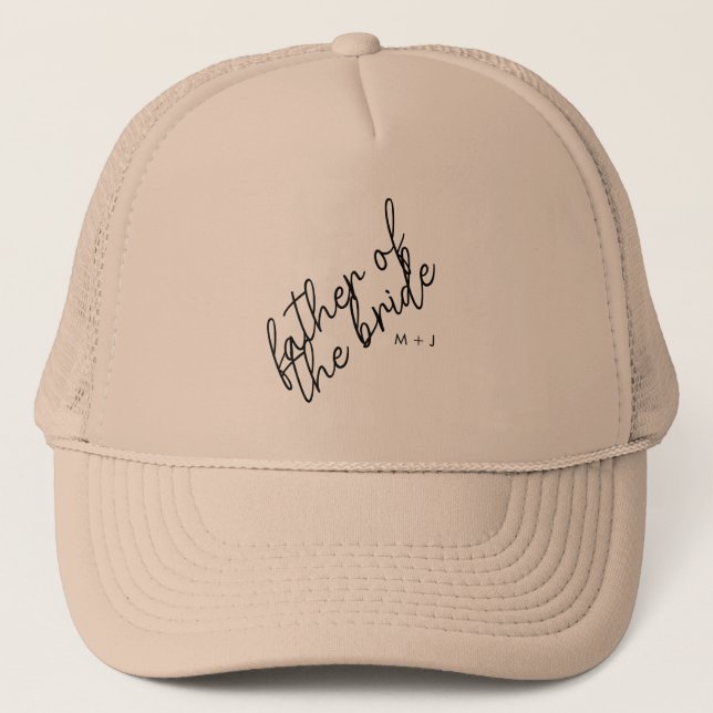 Moderner Vater der Braut | Beige + Schwarzes Skrip Truckerkappe (Vorderseite)