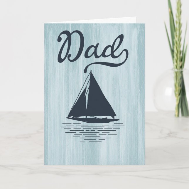 Moderner Vater Nautical Ship Vathers Day Blue Karte (Vorderseite)