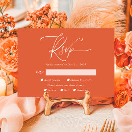 Moderner Verona Sunset Calligraphy QR-Code RSVP Karte