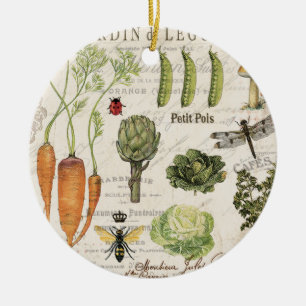 moderner vintage französischer Gemüsegarten Keramik Ornament