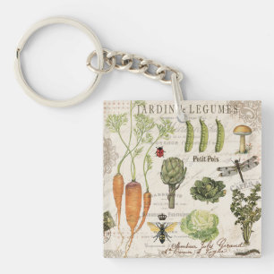 moderner vintage französischer Gemüsegarten Schlüsselanhänger