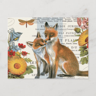 Moderner vintage Wald Fuchs Postkarte