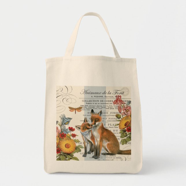 Moderner vintage Wald Fuchs Tragetasche (Vorne)