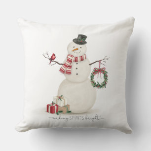 Moderner vintage-Weihnachtsmann-Schneemann Kissen