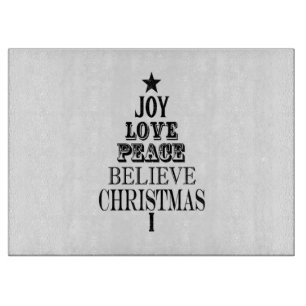 moderner vintage-weihnachtswortbaum schneidebrett