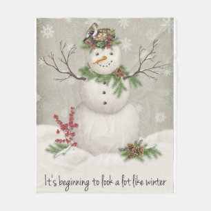 moderner vintage wintergarten schneemann fleecedecke