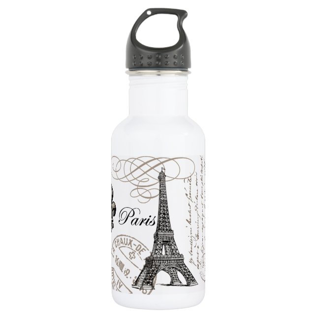 moderner Vintager Eiffel-Turm Edelstahlflasche (Vorderseite)