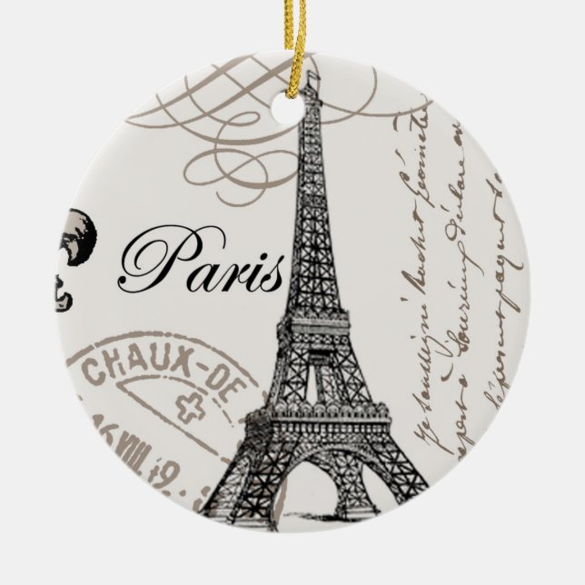moderner Vintager Eiffel-Turm Keramik Ornament (Vorne)