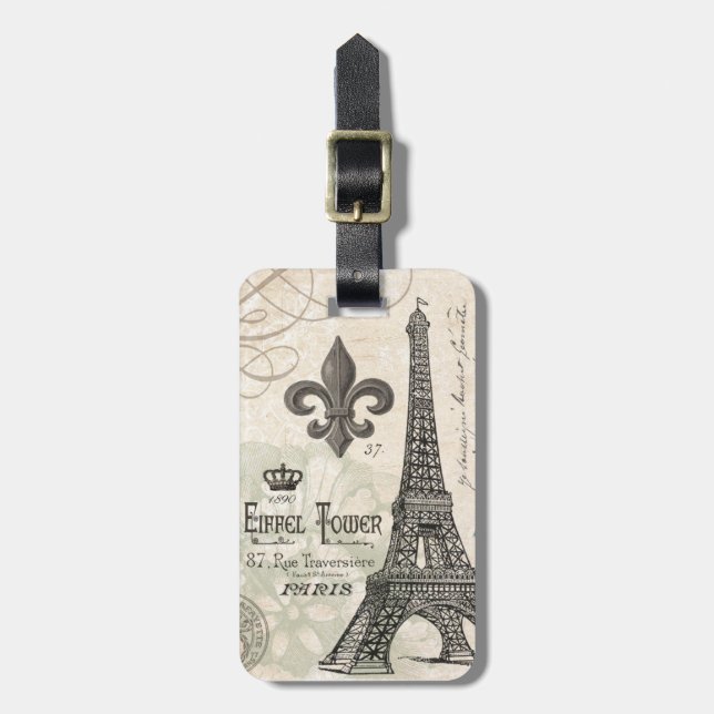 moderner Vintager Eiffel-Turmgepäckumbau Gepäckanhänger (Vorderseite vertikal)