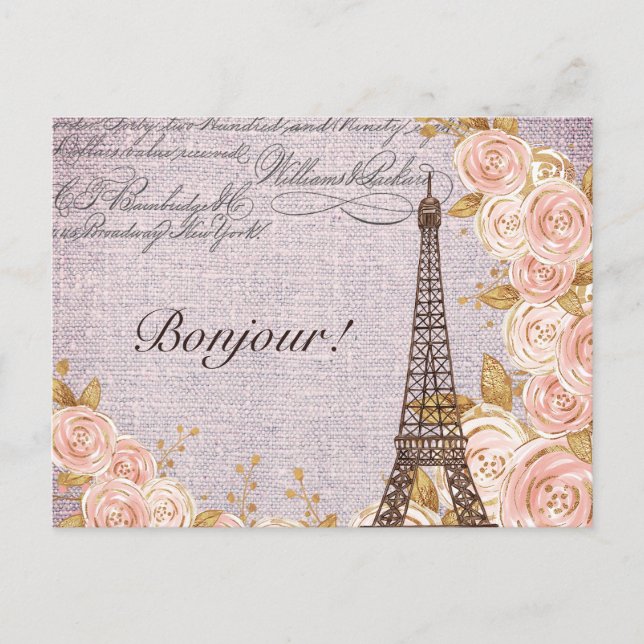 Moderner Vintager Eiffelturm Paris Frankreich Postkarte (Vorderseite)