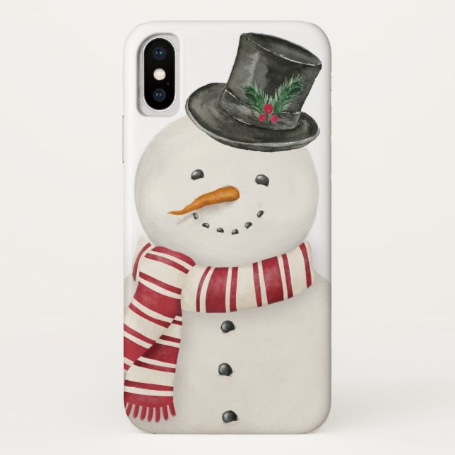 Moderner Vintager Feiertag Snowman Case-Mate iPhone Hülle (Rückseite)