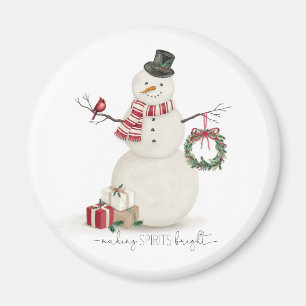 Moderner Vintager Feiertag Snowman Magnet