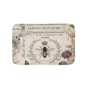 Moderner Vintager französischer Bienengarten Badematte
