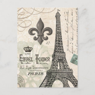 moderner Vintager französischer Eiffelturm Postkarte