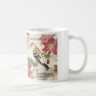 moderner Vintager französischer Wintervogel Kaffeetasse