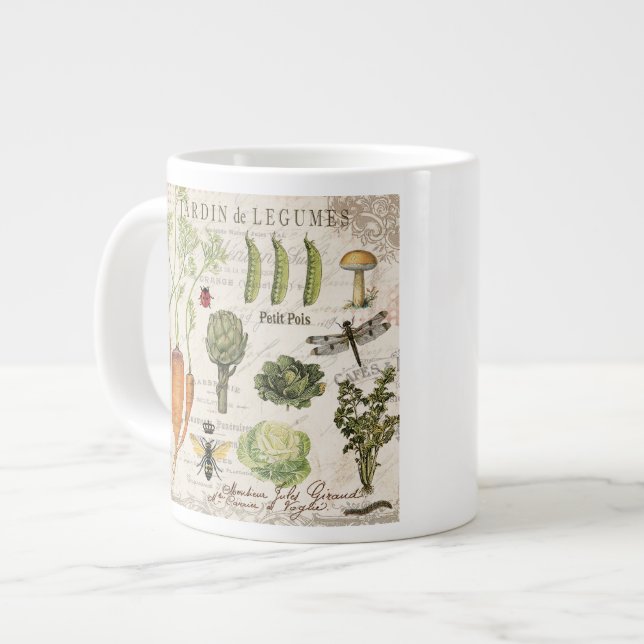 moderner Vintager Gemüsegarten Jumbo-Tasse (Vorderseite Links)