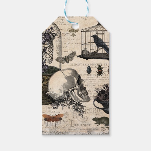 Moderner Vintager Halloween-Garten Geschenkanhänger (Vorderseite)